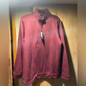 Under Armour Men's Teal Storm Sweater Fleece Pullover Quarter Zip Sz L-Golf Wear